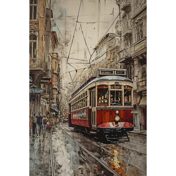 Картина на холсте Постер-лайн Трамвай 40x60 см закладка фотоколлаж трамвай