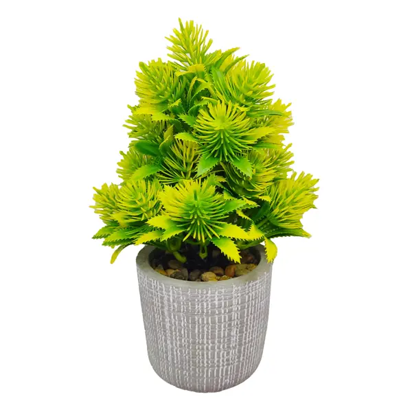 фото Искусственное растение в горшке в полоску 8x8x21 см цвет светло-зеленый полиэстер без бренда