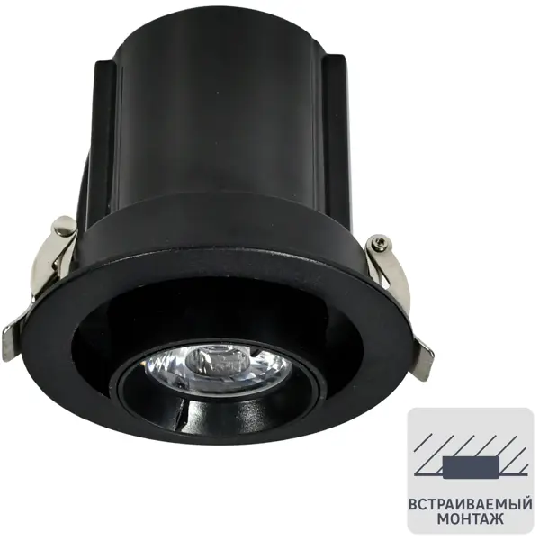 фото Спот поворотный точечный встраиваемый светодиодный ritter artin 59937 1 под отверстие 75 мм цвет черный