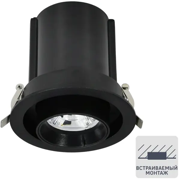 фото Спот поворотный точечный встраиваемый светодиодный ritter artin 59938 8 под отверстие 102 мм цвет черный