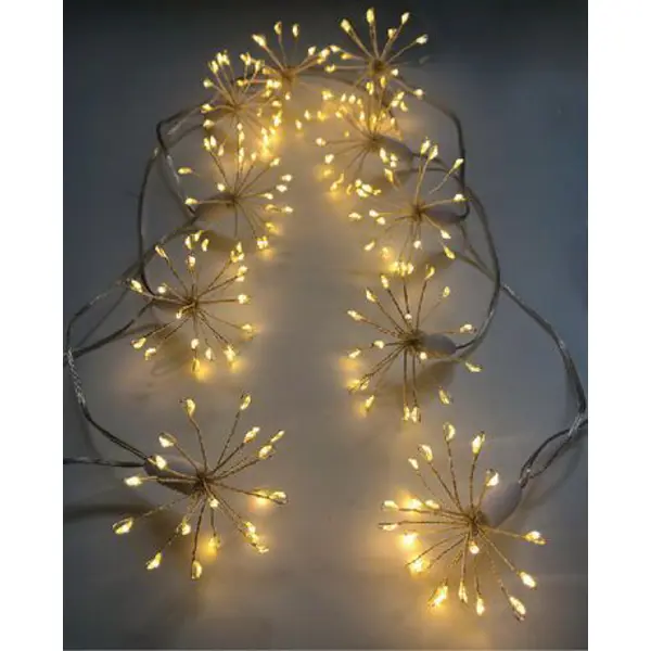 фото Гирлянда светодиодная фейерверк christmas электрическая 1.8 м свет теплый белый без бренда