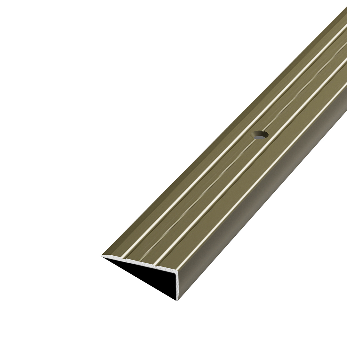 Угловой порог для пола и ступеней алюминиевый ПУ01 Открытый Крепеж (42л .