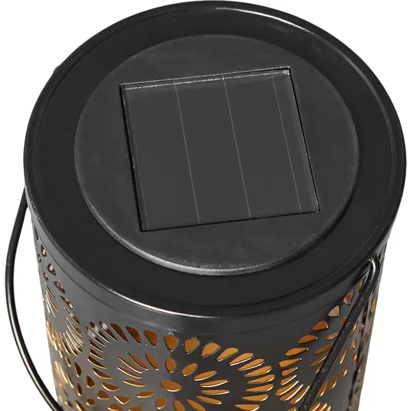 фото Светильник подвесной светодиодный уличный на солнечных батареях эра «марокко» sf22-34 ip54 цвет черный теплый белый свет