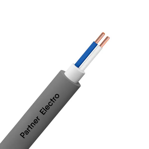 Кабель Партнер-Электро NYM 2x4 мм на отрез ГОСТ цвет серый