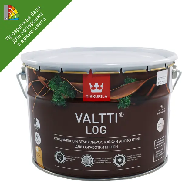 Антисептик для дерева Tikkurila Valtti Log база ЕС 9 л антисептик для дерева tikkurila valtti log база ес 0 9 л