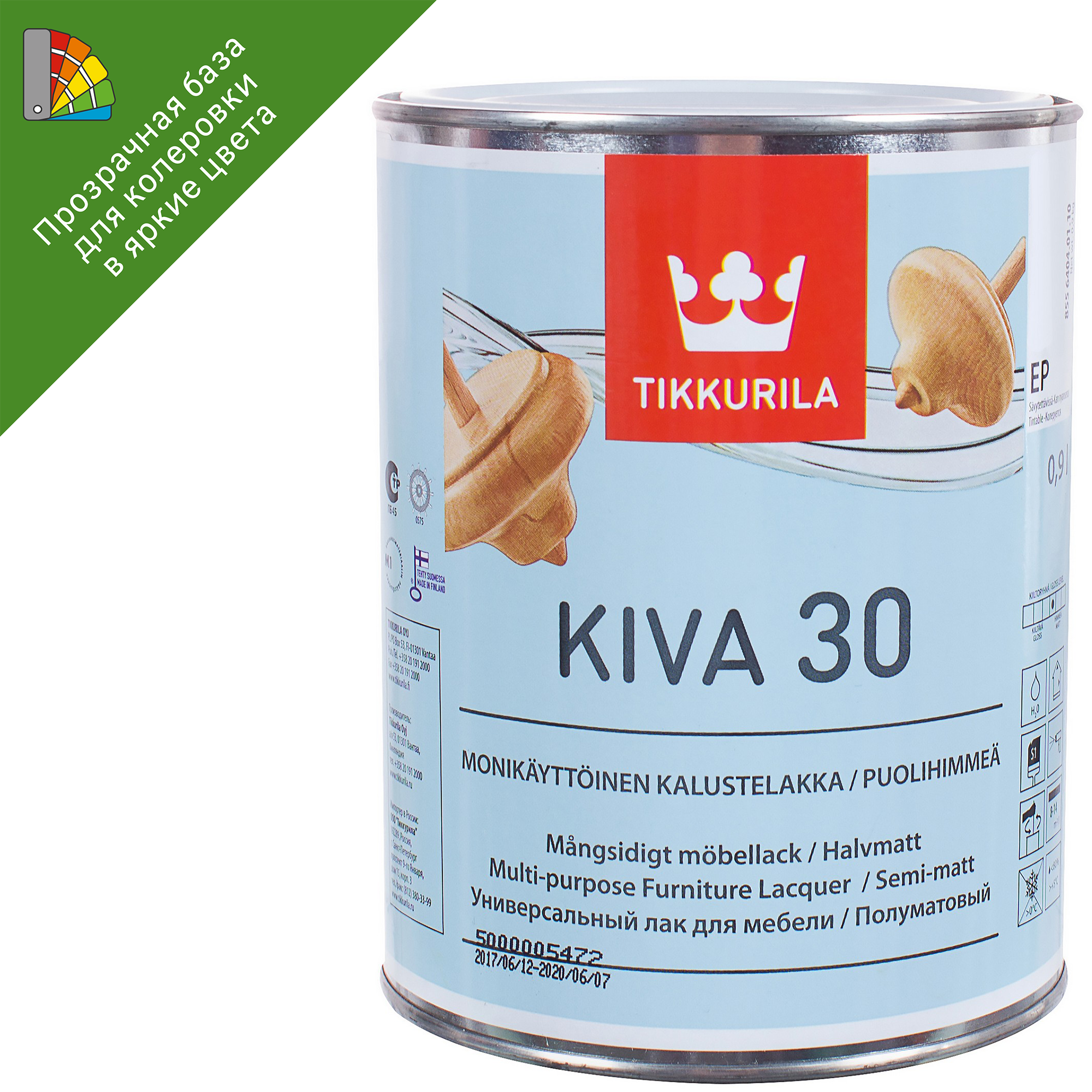 Лак для мебели акриловый полуматовый Tikkurila Kiva 30 0.9 л по цене 1894  ₽/шт. купить в Ульяновске в интернет-магазине Леруа Мерлен