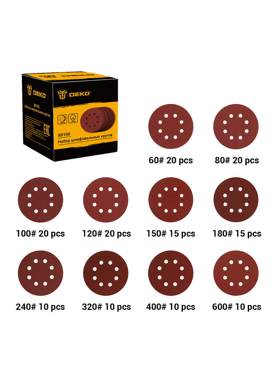  кругов шлифовальных Deko SD150 065-0671, 150 мм,, 150 шт по цене .