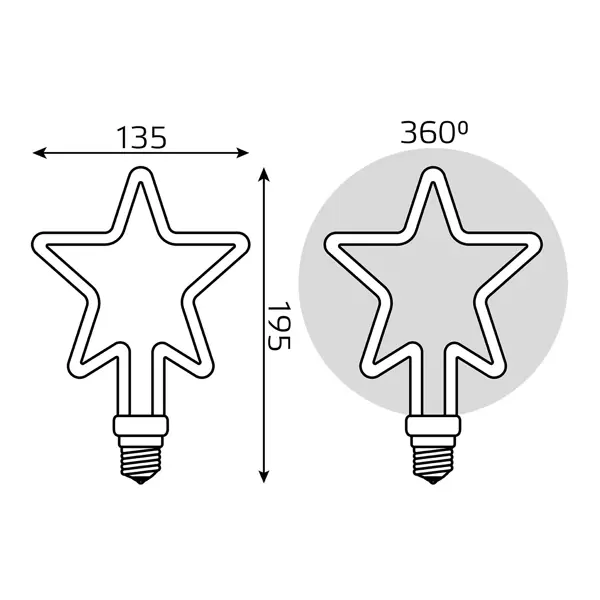 фото Лампа светодиодная gauss filament artline star e27 265 в 7 вт звезда 580 лм теплый белый цвет света