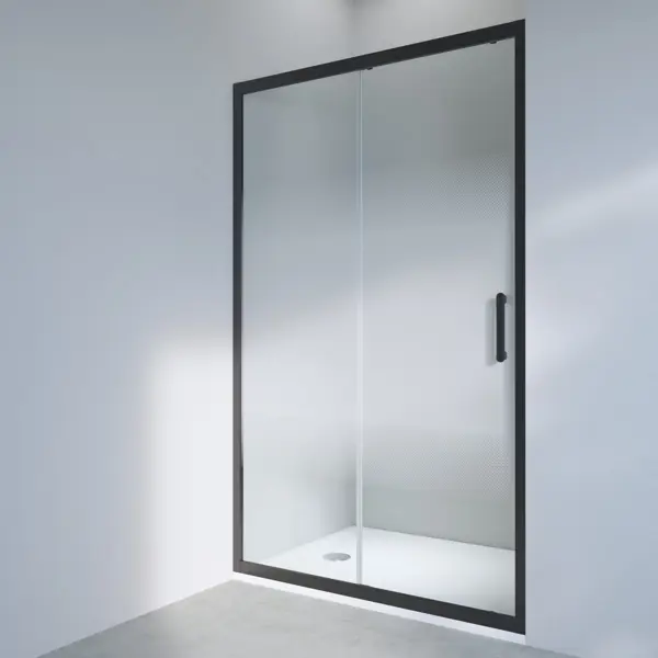 фото Комплект стекол для раздвижной душевой двери sensea easy 140 см стекло с шелкографией, цвет профиля на выбор