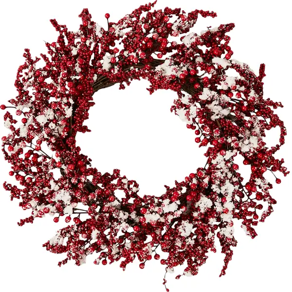 фото Декоративное украшение венок рождественский 60 см цвет красный без бренда