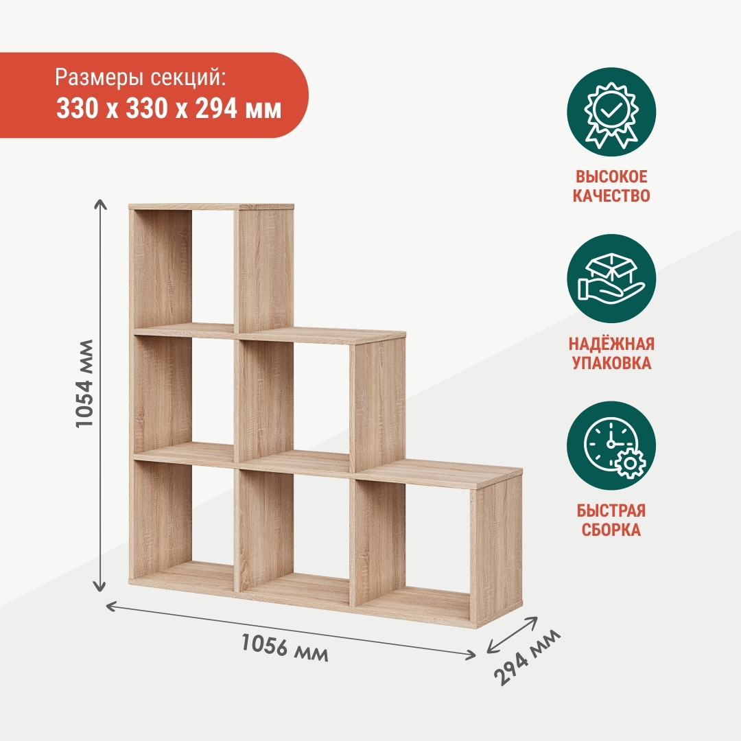 Стеллаж с секциями Мебель-м 105x105x29 см ЛДСП цвет дуб сонома ✳️ купить по  цене 2850 ₽/шт. во Владикавказе с доставкой в интернет-магазине Леруа Мерлен