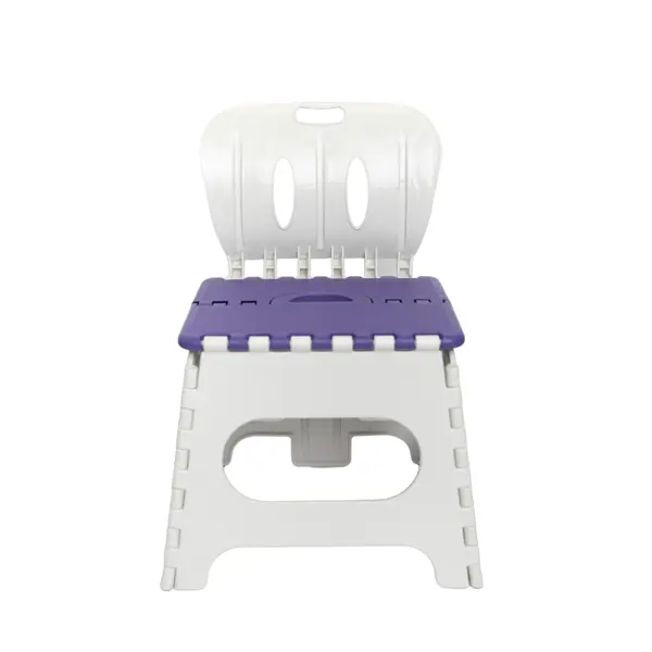 фото Табурет со спинкой складной цвет бело-фиолетовый без бренда