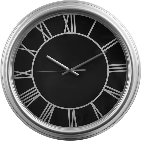Часы настенные Troykatime Римские круглые пластик цвет черный бесшумные ø31 см светодиодная фигура снеговик 7 5 × 13 × 4 3 см пластик батарейки ааах2 не в комплекте свечение тёплое белое