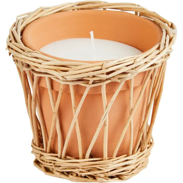 Свеча в керамическом подсвечнике Ротанг коричневая 12.5 см свеча ароматизированная в подсвечнике белая мирра серая 9 см