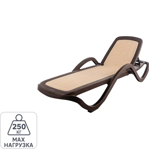 Шезлонг Capri 195х73х41 см пластик/ткань коричневый/бежевый кресло для отдыха мебелик денди шпон ткань ультра шоколад каркас дуб шампань шпон
