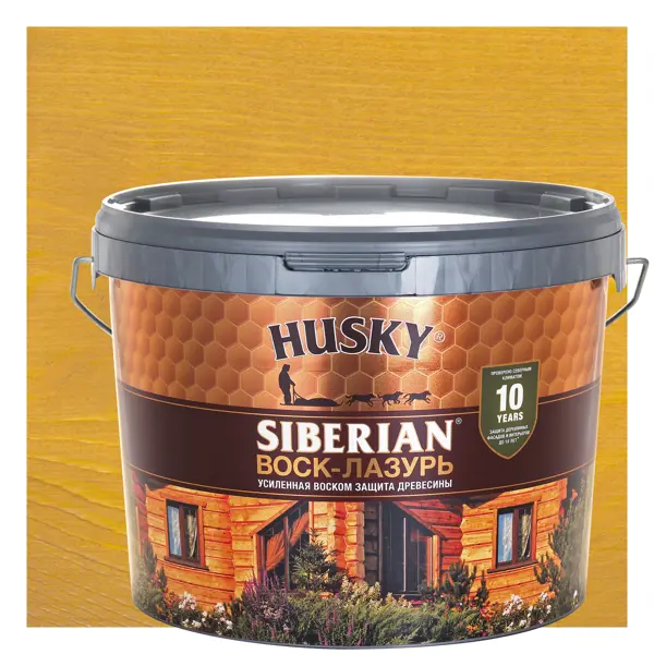 Воск-лазурь Husky Siberian полуматовый калужница 9 лазурь для дерева husky siberian суперлазурь тиковое дерево 0 9 л