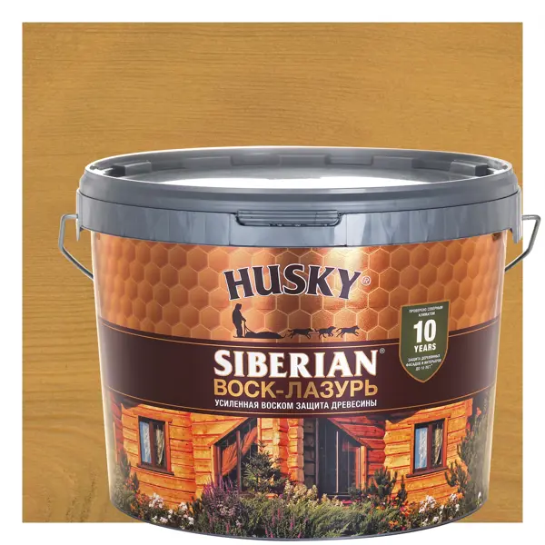 Воск-лазурь Husky Siberian полуматовый светлый дуб 9 воск лазурь husky siberian полуматовый серебристо серый 9