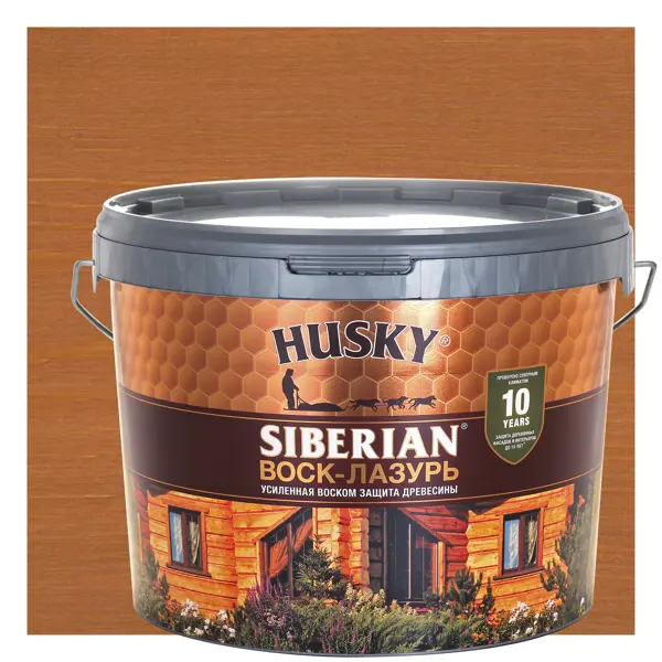 Воск-лазурь Husky Siberian полуматовый орегон 9 пропитка для дерева husky siberian полуматовая орегон 9 л