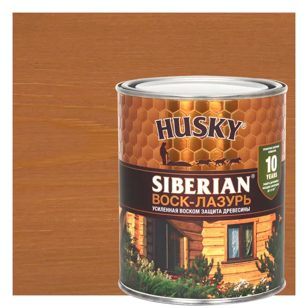 Воск-лазурь Husky Siberian полуматовый орегон 0.9 пропитка для дерева husky siberian полуматовая орегон 9 л