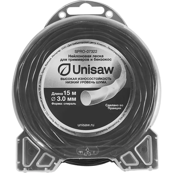 фото Леска для триммера unisaw ø3.0 мм 15 м спираль-круглая без бренда
