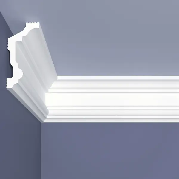 Плинтус потолочный полистирол для натяжного потолка под светодиодную ленту Bello Deco С 13/90 белый 45x90x2000 мм