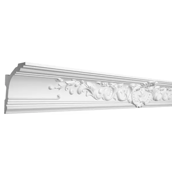 фото Плинтус потолочный полистирол для натяжного потолка под светодиодную ленту де-багет дп 42/110 белый 62x91x2000 мм