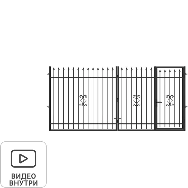 Ворота Октавия 4х1.9 м с калиткой кованая секция октавия для забора 2 5x1 9 м