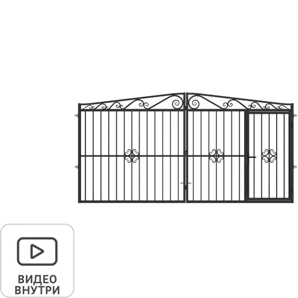 Ворота Версаль 4.0х2.0 м c калиткой ворота ника 4х1 8 м без штакетника с калиткой