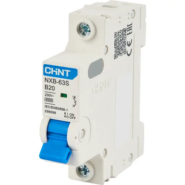 Автоматический выключатель Chint NXB-63S 1P B20 А 4.5 кА приставка доп контакты chint 223238 ncf1 11c к контактору nc1 боковой