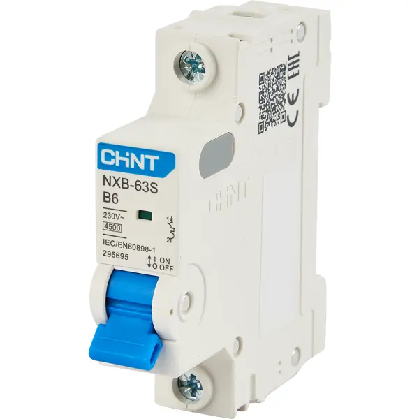 Автоматический выключатель Chint NXB-63S 1P B6 А 4.5 кА контактор nc1 0901 9а 24в ас3 1нз 50гц r chint 220806