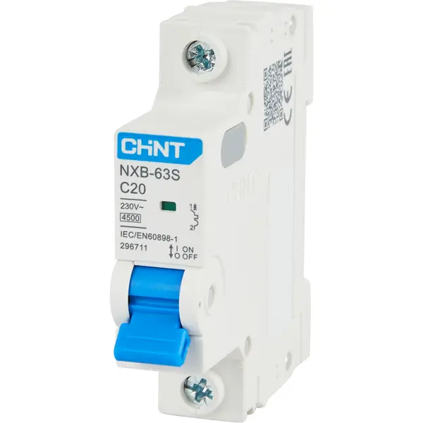 Автоматический выключатель Chint NXB-63S 1P C20 А 4.5 кА автоматический выключатель chint nxb 63s 3p c40 а 4 5 ка