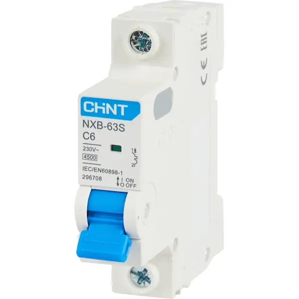 Автоматический выключатель Chint NXB-63S 1P C6 А 4.5 кА аварийно вспомогательный контакт chint