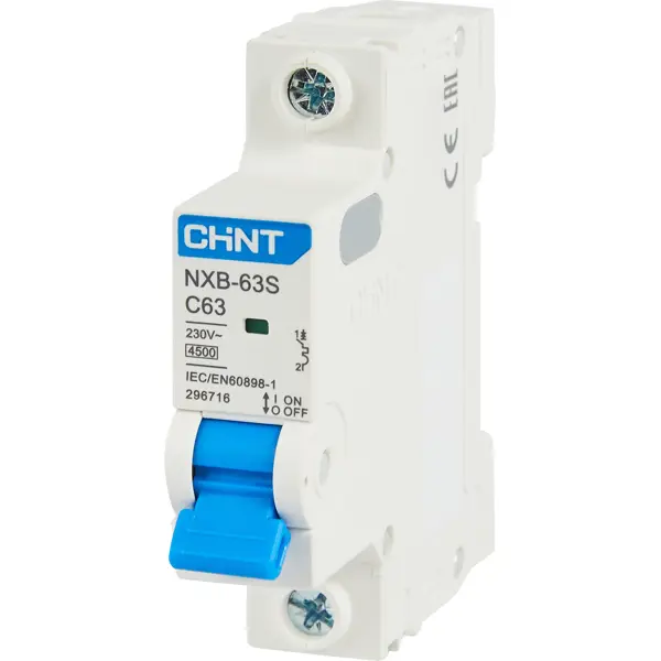 Автоматический выключатель Chint NXB-63S 1P C63 А 4.5 кА сигнальный контакт для nb1 chint