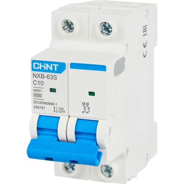 Автоматический выключатель Chint NXB-63S 2P C10 А 4.5 кА автоматический выключатель chint nxb 63s 1p c63 а 4 5 ка