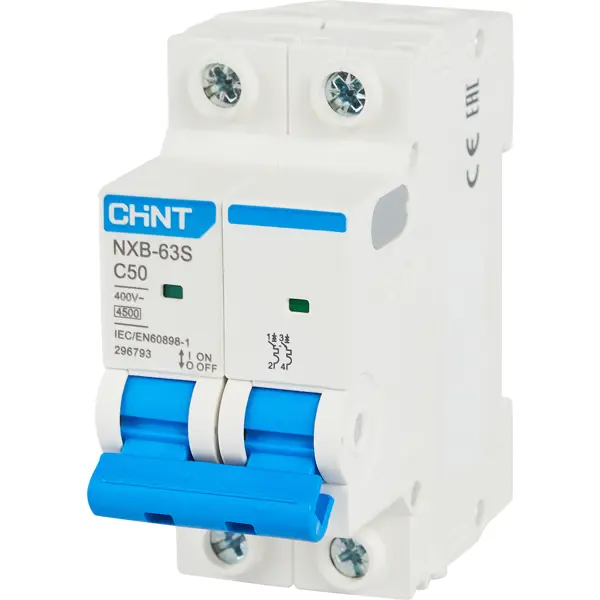 Автоматический выключатель Chint NXB-63S 2P C50 А 4.5 кА автоматический выключатель chint nxb 63s 3p c10 а 4 5 ка
