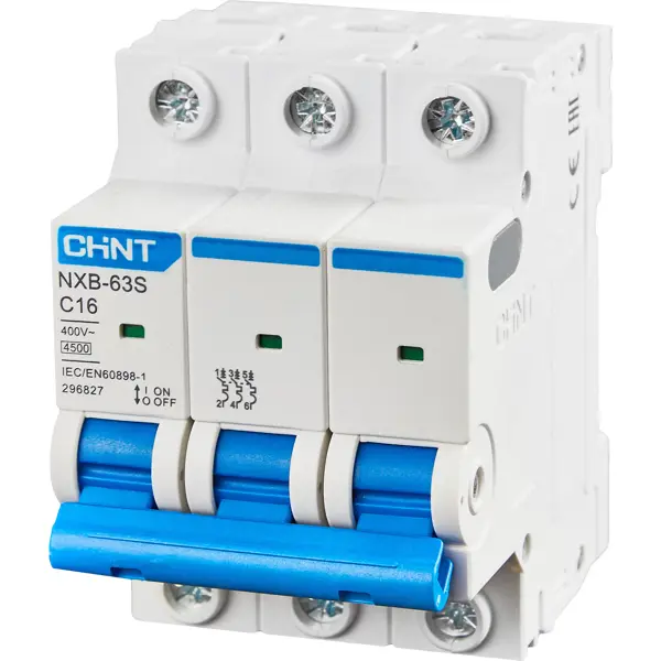 Автоматический выключатель Chint NXB-63S 3P C16 А 4.5 кА автоматический выключатель chint nxb 63s 2p c10 а 4 5 ка