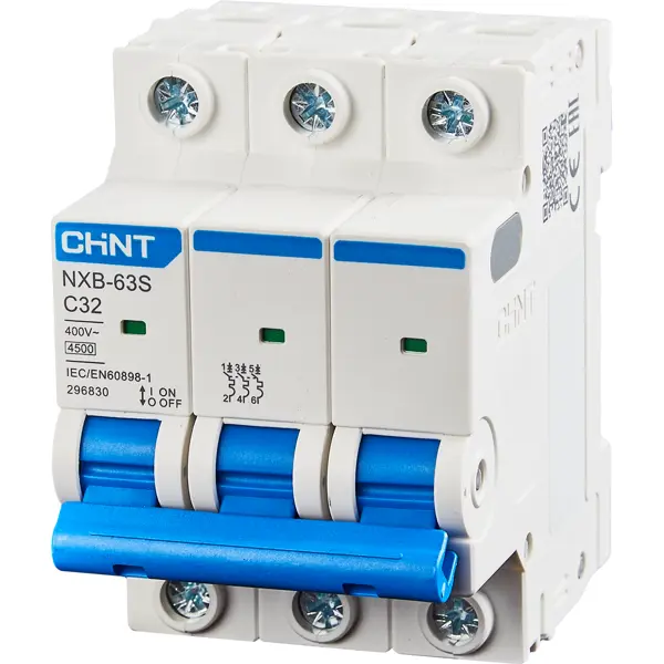 Автоматический выключатель Chint NXB-63S 3P C32 А 4.5 кА автоматический выключатель chint nxb 63s 3p c20 а 4 5 ка