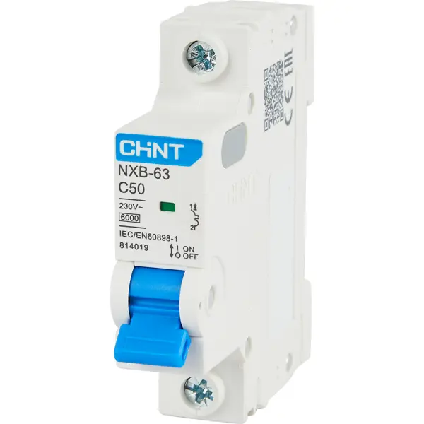 Автоматический выключатель Chint NXB-63 1P C50 А 6 кА автоматический выключатель chint nxb 63 1p c16 а 6 ка