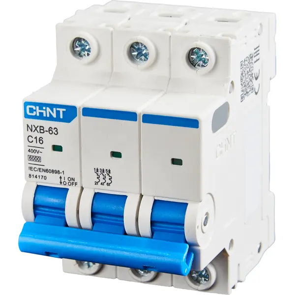 Автоматический выключатель Chint NXB-63 3P C16 А 6 кА автоматический выключатель chint nxb 63s 1p c40 а 4 5 ка