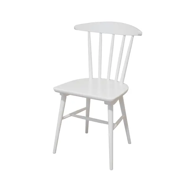 фото Стул скандинавия 48.5x81x49.5 см ножки дерево/белый сиденье дерево цвет белая эмаль без бренда
