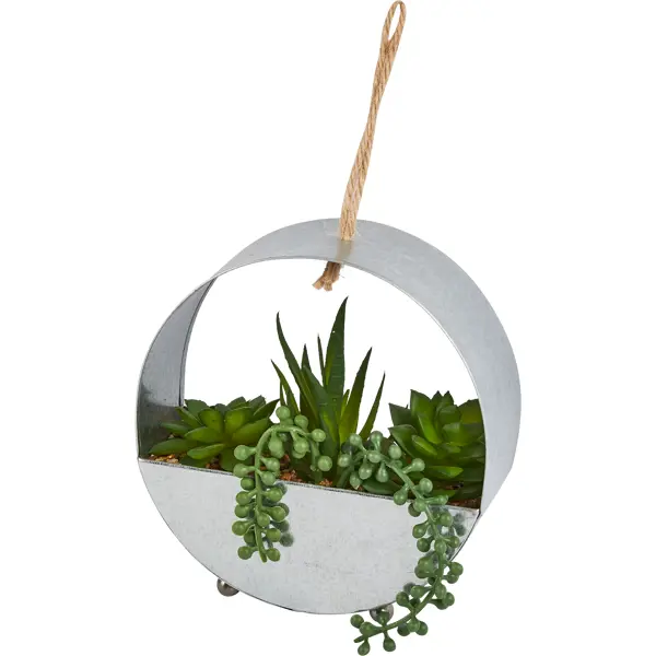 Искусственное растение в цинковом горшке на веревке 14x12.2 см микс полиэстер искусственное растение в пластиковом горшке фиалка микс h18 см