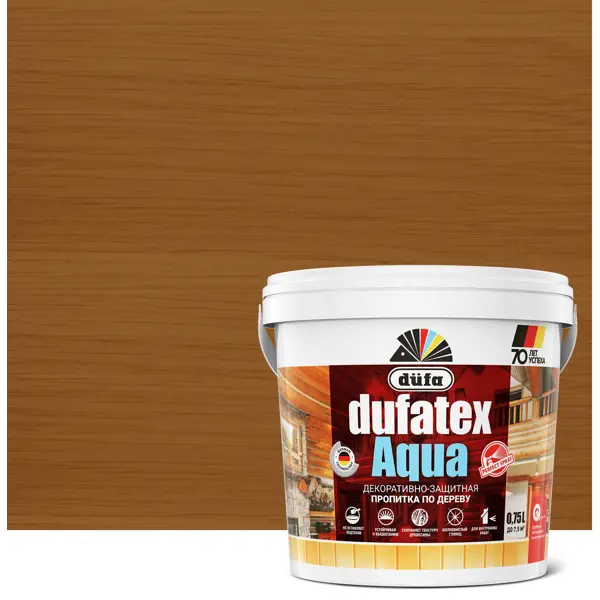 Пропитка для дерева водная цвета тик Dufatex aqua 0.75 л пропитка для дерева водная цвета тик dufatex aqua 2 5 л