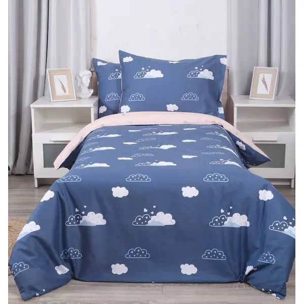 фото Комплект постельного белья mona liza clouds полутораспальный сатин синий
