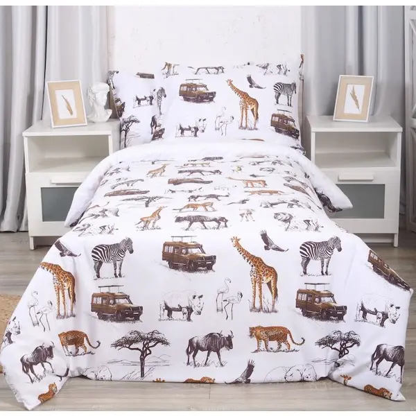 фото Комплект постельного белья mona liza safari полутораспальный сатин серый