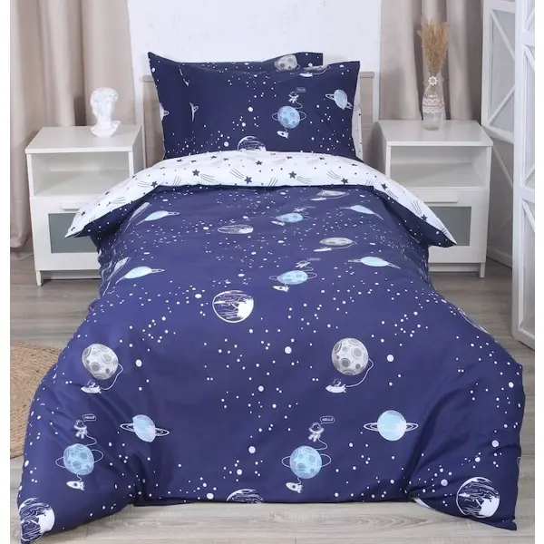 фото Комплект постельного белья mona liza space полутораспальный поплин синий