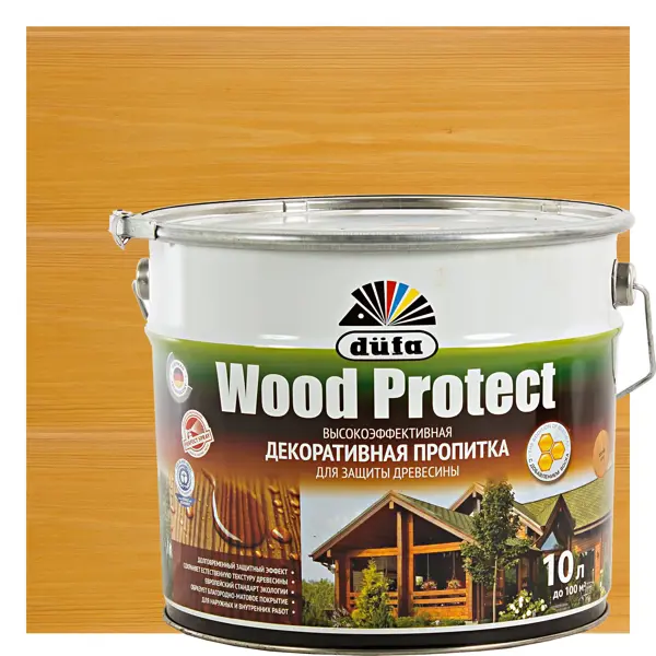 Антисептик Wood Protect цвет сосна 10 л пропитка для древесины dufa wood protect полуматовая сосна 9 л