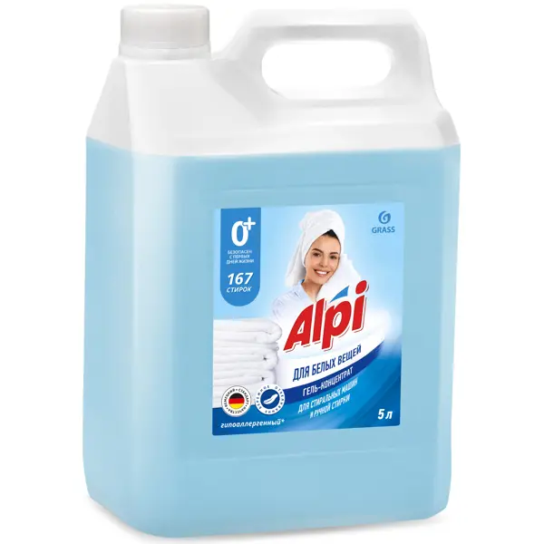 Гель-концентрат для белых вещей Grass Alpi 5 л дезодорирующий чистящий гель для ванной grass dos gel professional 0 75 л