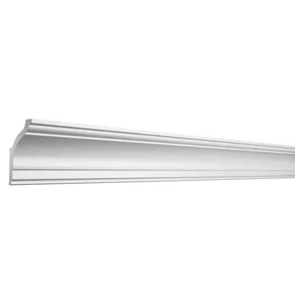 фото Плинтус потолочный полистирол для натяжного потолка под светодиодную ленту де-багет п 10 70/40 белый 40x70x2000 мм