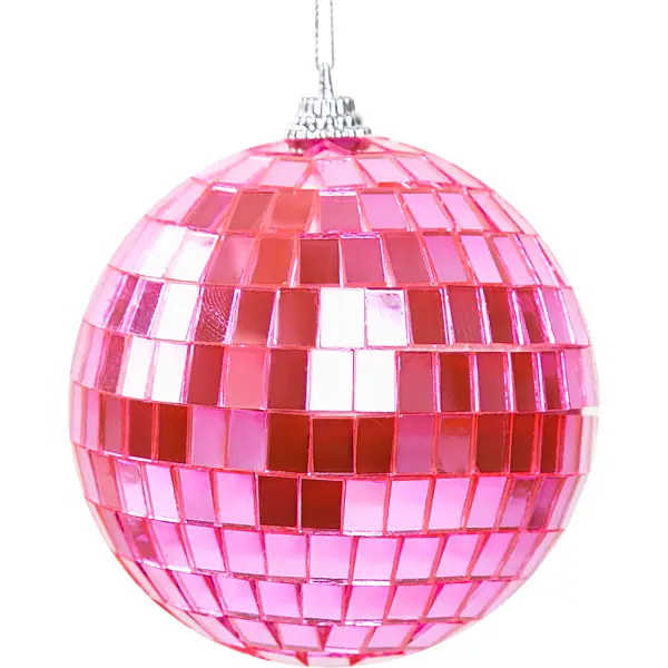 Елочное украшение Шар-диско пластиковый Christmas ø8 см цвет розовый елочное украшение шар с узором christmas ø7 8 см белый