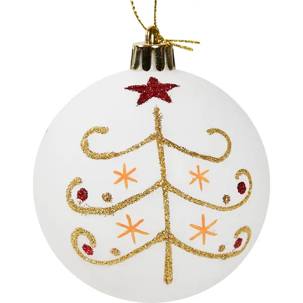 Елочное украшение Шар с узором Christmas ø7.8 см пластик цвет белый елочный шар со стразами ø8 см белый